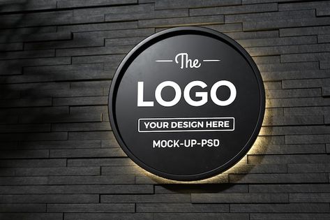 Shop sign mockup on black wall | Free Psd #Freepik #freepsd #logo #mockup #logo-design #wall Logo Mockup Background, Logo Mockup Design, Sign Mockup Free, Signage Mockup, Studio Background Ideas, Free Logo Mockup Psd, Mock Up Design, Free Logo Psd, Mockup Logo