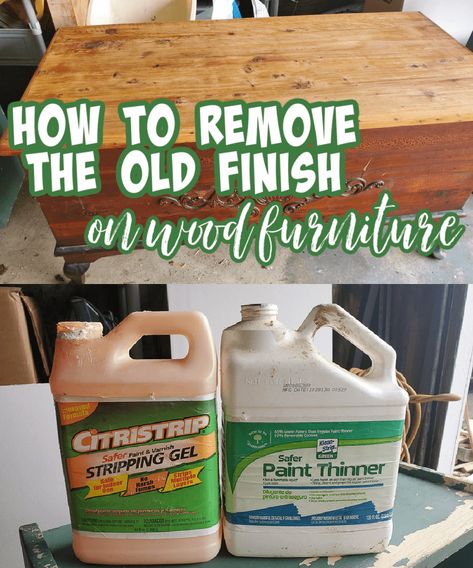 These steps are the best way to remove old finish and stain from wood furniture to reveal a natural wood finish. The new topcoat makes the wood furniture look like new! Remove Varnish From Wood, Stripping Stained Wood, Removing Stain From Wood, Stripping Wood Furniture, Furniture Stripping, Restore Wood Furniture, Diy Furniture Repair, Strip Wood, Stained Furniture