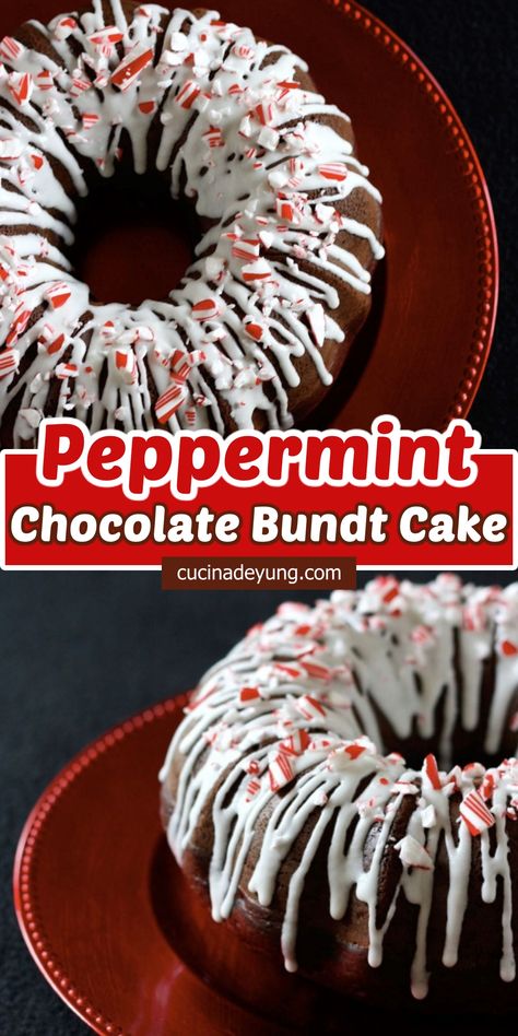 Chocolate Peppermint Bundt Cake, Peppermint Bundt Cake, Christmas Bundt Cake, Chocolate Peppermint Cake, Peppermint Crunch, Peppermint Dessert, Peppermint Cake, Chocolate Bundt, Peppermint Hot Chocolate