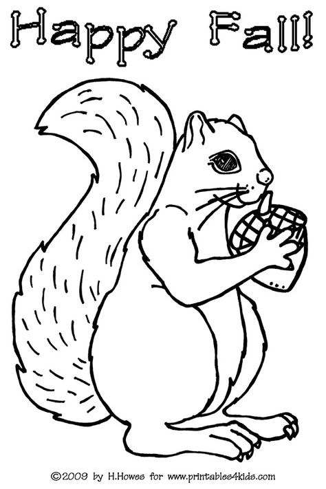 Squirrel Coloring Page : Printables for Kids – free word search puzzles, coloring pages, and other activities Acorn Gifts, Fall Squirrel, Squirrel Coloring Page, Elephant Printable, Thanksgiving Coloring, Fall Coloring, Monster Coloring Pages, Stranger Danger, Colored Leaves