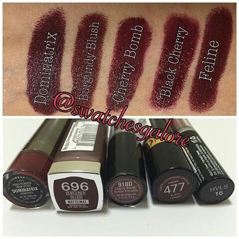 Nyx High Voltage Lipstick, Black Cherry Color, Vampy Lips, Revlon Super Lustrous Lipstick, Cherry Color, Maybelline Color Sensational, Revlon Super Lustrous, Swag Makeup, Pinterest Makeup