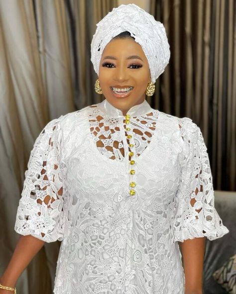 Lace Gown Styles 2021: Boubou/Kaftan Styles - Ladeey Style For Cord Lace, Bubu Gown Styles Lace, Cord Lace Gown Styles, Lace Gown Styles Nigerian, Cord Lace Styles, White Lace Gown, Boubou Styles For Women, Lace Long Gown, Kaftan Styles