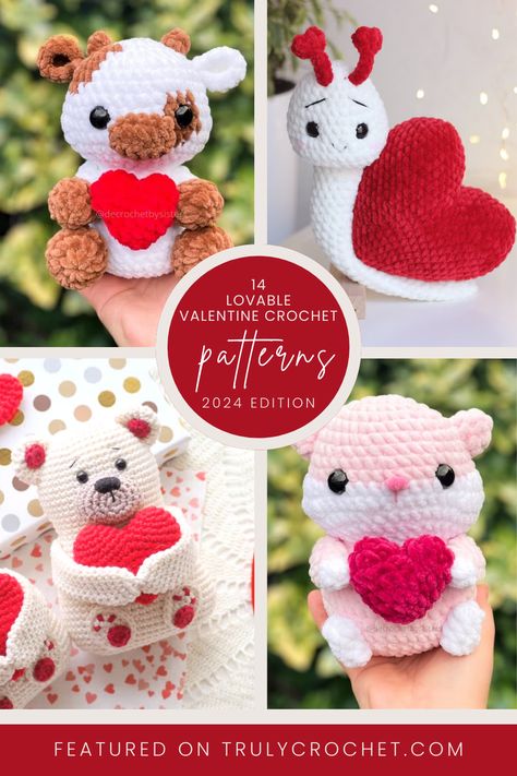 Elevate your Valentine’s Day celebrations with our exclusive collection of 14 Lovable Valentine Crochet Patterns – 2024 Edition. These crochet patterns are crafted to add a touch of handmade love to your festivities, create heartfelt gifts and decorations that convey the true spirit of love, all with the charming touch of handmade crochet. Make this Valentine’s Day extra special! Crochet Cupid Free Pattern, Valentine Free Crochet Pattern, Valentine’s Day Crochet Ideas Easy, Crochet Ideas Valentines Day, Love Crochet Pattern Free, Valentine’s Day Crochet Plushies, Valentine Gifts Crochet, Valentines Gift Crochet, Crochet Patterns Valentines Day