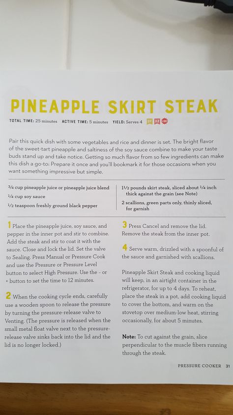 Steak With Pineapple, Skirt Steak Marinade, Summer Grilling, Insta Pot, Skirt Steak, Cooking Channel, Instapot Recipes, Sweet Tarts, Beef Dishes