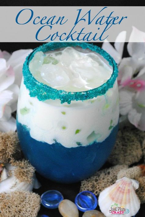 Ocean Water Cocktail, Summertime Cocktail, Ocean Pool, Drink Tags, Liquor Drinks, Boozy Drinks, Drinks Alcohol, Fancy Drinks, Mixed Drinks Recipes