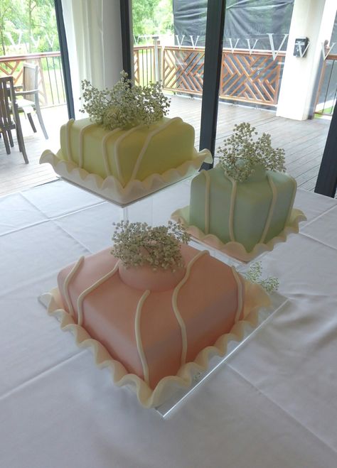 Fondant Fancy Wedding Cake, French Fancy Wedding Cake, French Fancy Cake, Fondant Fancy, Farm Cakes, Fancy Wedding Cakes, 1950s Wedding, Farm Cake, Fancy Wedding