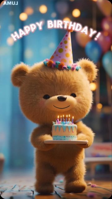 Marta AI art on Instagram: "🌟 Happy Birthday 🌟

🎉🐻 Sending the sweetest birthday wishes from our teddy bear friend to someone they adore! May your day be filled with joy, love, and cuddles. Happy Birthday! 🎂❤️

#HappyBirthday #TeddyBearLove #SpecialDay #BirthdayWishes #CutenessOverload #birthday #teddy #teddybear #celebration #midjourney #lumadreammachine #luma_ai #aigenerated #artificialintelligence #aivideo" Happy Birthday Live Wallpaper, Birthday Wish For Kids Boys, Birthday Wishes Gif Beautiful, Birthday Wishes For Kids Boys, Happy Birthday Cute Gif, Birthday Wishes Videos, Hbd Happy Birthday, Sikh Couple, जन्मदिन की शुभकामनाएं