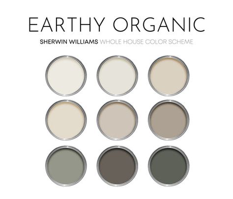 Earthy Boho Sherwin Williams Paint Palette, Neutral Interior Paint Col – Millie Hart Interiors Rustic Paint Colors Schemes Kitchen, Natural Tones Color Palette, Boho Laundry Room Paint Colors, Natural Paint Colors Earth Tones, Neutral Home Palette, Earth Tone Bathroom Colors, Earthy Paint Palette, Earthy Kitchen Colors, Neutral Earth Tone Color Palette