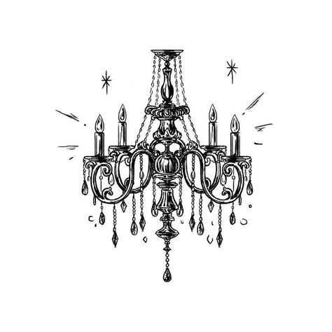 Chandelier Drawing Simple, Chandelier Tattoo Design, Tattoo Chandelier, Rococo Tattoo, Chandelier Illustration, Chandelier Drawing, Victorian Style Tattoos, Arm Tattoos For Women Forearm, Flash Art Tattoos