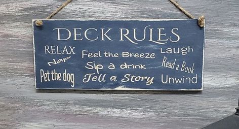 Funny Deck Signs, Deck Signs, Outdoor Wood Decking, Gazebo Decor, Cricut Signs, Gazebo Decorations, Deck Sign, Backyard Signs, Wooden Carved Signs