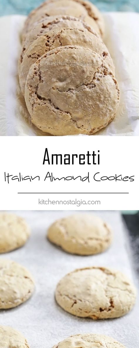 Amaretto Cookies, Whipped Egg Whites, Italian Almond Cookies, Amaretti Cookies, Almond Meal Cookies, Italian Cookie Recipes, Biscotti Cookies, Favorite Cookie Recipe, Sweet Recipes Desserts