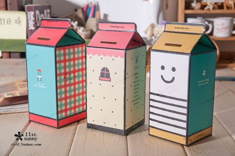 15 Insanely Creative Piggy Banks For Your Kids to Have Fun With While Saving Money homesthetics decor (15) Piggy Bank Craft, Milk Carton Crafts, Piggy Bank Diy, Diy Bank, Savings Jar, Savings Box, Milk Box, Diy Money, Piggy Banks