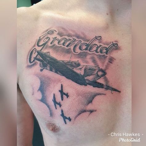 Remamberance tattoo. #tattoo #spitfire #Granddad Buzz Tattoo, Grey Tattoo, Tattoo Tattoo, Black And Grey Tattoos, Black Grey, Tattoo Quotes, Black And Grey, Tattoos, Grey