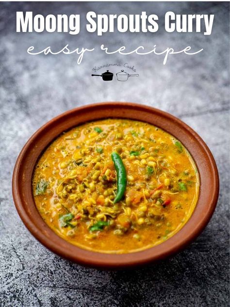 Sprout Moong Recipes, Moong Sprouts Recipes, Moong Sprouts, Chapati Recipe, Curry With Coconut Milk, Kurma Recipe, Goan Recipes, Coconut Milk Recipes, Coconut Milk Curry