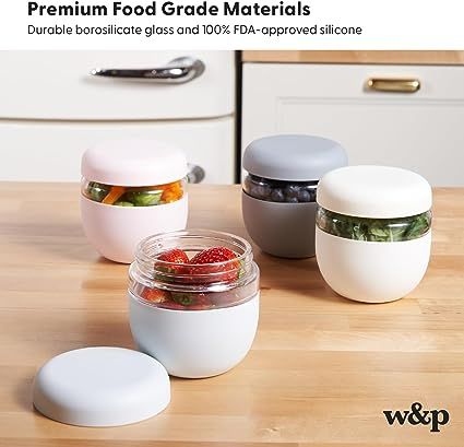 Amazon.com: W&P Porter Seal Tight Lunch Bowl Container w/ Lid | Cream 16 Ounces | Leak & Spill Proof, Soup & Stew Food Storage, Meal Prep, Airtight, Microwave and Dishwasher Safe, BPA-Free Glass: Home & Kitchen Rental Kitchen Decor, Lunch Accessories, Fridge Organization Ideas, Aesthetic Cafes, Light Browns, Family Meal Prep, Everyday Habits, Rental Kitchen, Lunch Bowl