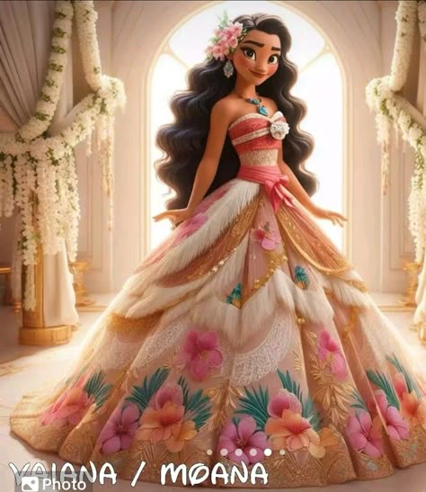 Moana Quinceanera Dress, Disney Movie Collection, Hawaiian Princess, Moana Dress, Baby Disney Characters, Goth Disney, Disney Princess Moana, Cute Owls Wallpaper, Disney Character Art