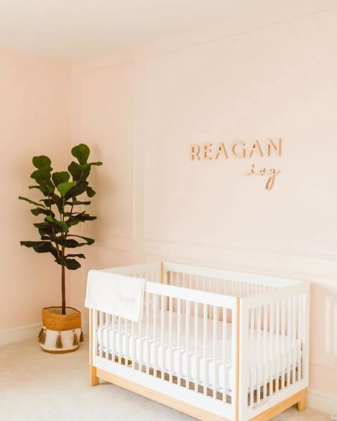 Beautiful Nursery Sign I found Timberwood Designs on Pinterest and fell in love with the name sign for my daughters nursery. The letters are gorgeous as they are so well made and easy to hang! The boldness of the uppercase paired with the elegance of the script is the perfect addition to the wall! Nursery Design and Review by @samrhine_ Newborn Photography by @brookemichellej #nurserytheme #girlnursery #babygirl #girlnames #neutralnursery #namesign #nurserynamesign #woodensigns Ava Nursery Sign, Nursery Name Sign Girl, Baby Girl Name Signs, Name Above Crib, Girl Cribs, Wood Name Sign, Wood Names, Beautiful Nursery, Nursery Name