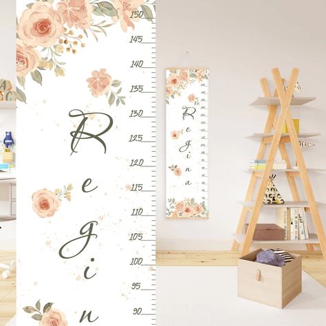 Girls Height Chart, Wood Growth Chart, Girl Playroom, Blush Nursery, Growth Chart Wood, Personalized Growth Chart, Nursery Watercolor, Girls Playroom, Height Chart