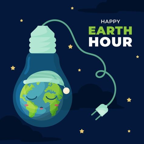 Earth hour illustration with planet and ... | Free Vector #Freepik #freevector #light #nature #celebration #happy Earth Hour Poster, Save Energy Paintings, Earth Hour Day, Cambridge School, Future Earth, Magazine Layout Inspiration, About Earth, Wholesome Pictures, World Earth Day