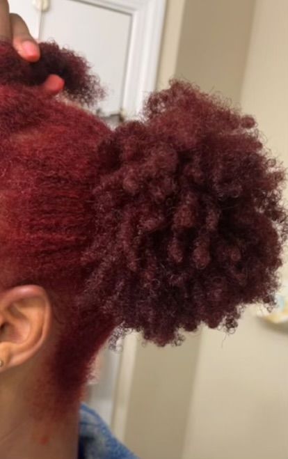 Maroon Hair Burgundy Wine Black Woman, Maroon Natural Hair Black Women, Maroon Tinted Hair, Maroon Hair Dye Black Women, Maroon Hair Color On Black Women, Dark Red Afro Hair Natural 4c, 4c Red Natural Hair, Cherry Red 4c Hair, Wine Dyed Natural Hair