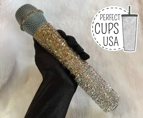 Combine your love for music with your bling passion <3 A special gradient gold Swarovski crystals microphone <3 A beautiful bling microphone that will add glamour to your performance. THIS IS NOT A SLEEVE Genuine Swarovski crystals are applied directly on to the microphone, with Swarovski lasting glue. MICROPHONE INCLUDED We create all of our Swarovski Microphones on top of an original Samson XPD2 Handheld USB Digital Wireless Microphone - as you see on our Microphone photo. Ordering the l Colored Microphone, Pretty Microphones, Bling Microphone, Gold Microphone, Singing Microphone, Custom Bling, Wireless Microphone, Music Items, Music Accessories