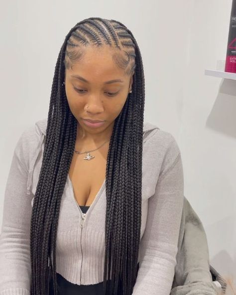 Medium Fulani Braids, Cornrows With Box Braids, Hair Braid Designs, Cornrow Braid Styles, Cornrows Natural Hair, Quick Braids, Braided Hairstyles For Black Women Cornrows, Feed In Braids Hairstyles, Braided Cornrow Hairstyles