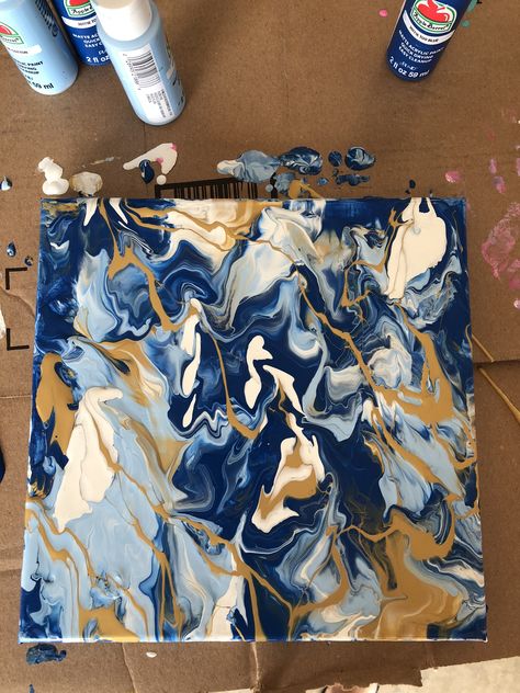 Marble Acrylic Painting, Marble Painting On Canvas, Zta Canvas, Marble Canvas Painting, Marbleized Decor, Pop Art Tattoos, Blue Diy, White Canvas Art, Diy Marble