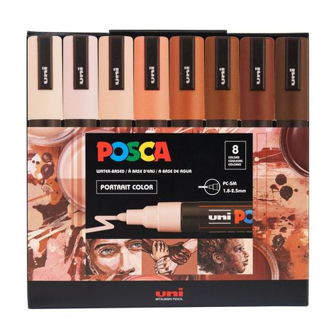 POSCA PC-5M 8/SET PORTRAIT COLORS - 4902778305218 Traditional Art Tips, Drawing Reference Images, Posca Paint Markers, Gold Dipped Rose, Doctor Stuff, Art Tips And Tricks, Posca Markers, Paint Marker Pen, Art Shed