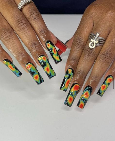 Thermal Nails Designs, Thermal Nails, French Manicure Designs, Nail Art Instagram, Short Square Acrylic Nails, Long Acrylic Nails Coffin, Exotic Nails, Nail Tattoo, Bling Acrylic Nails