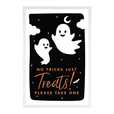 Make trick or treating easy for you and safe for the little monsters! Andes Press Halloween candy sign lets the trick or treaters know to take only one piece of candy, leaving the rest for others. Each sign clearly states "Please Take Only One" so your trick or treat sign for the front door is easily seen. These Halloween signs come with a white frame and 24 designs to select from. Printed on premium #110 cardstock, 350 GSM paper with smudge-proof design to survive your fun, yet spooky Halloween Halloween Candy Signs Take One, Halloween Candy Sign, Please Take One Sign, Take One Sign, Trick Or Treat Sign, No Tricks Just Treats, Halloween Candy Bowl, Candy Signs, Ghosts Halloween