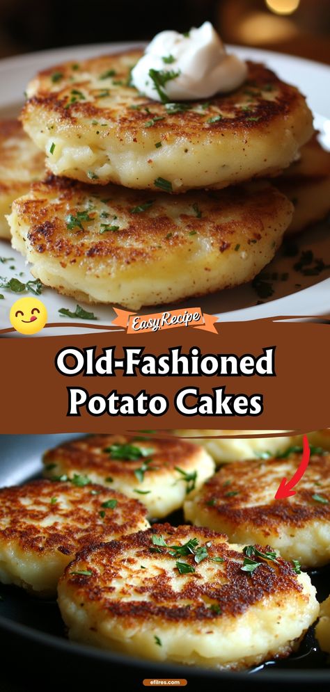 Relive the comfort of yesteryear with these old-fashioned potato cakes. Crispy on the outside and tender on the inside, they're a timeless side dish or a savory snack. #PotatoCakes #ComfortFood #RetroRecipes 2 Ingredient Potato Cakes, Old Fashioned Potato Cakes, Fried Potato Cakes From Mashed Potatoes, Cheesy Potato Cakes, Best Potato Recipes Easy, How To Make Potato Cakes, Leftover Mash Potatoes Recipes, Cheese Stuffed Potato Cakes, Leftover Potatoes Ideas