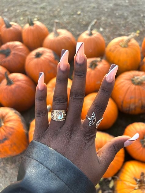 Nails perfect for fall time or anytime. Brown, White, & Nude nails. Pumpkin Patch. White Nude Nails, Nails Pumpkin, Fall Time, Dope Nails, Fall Nails, Nude Nails, Pumpkin Patch, Nails, White