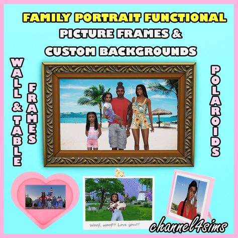 Sims Family Portrait, Sims 4 Family Portrait Mod, Family Photos Sims 4, Sims 4 Functional Picture Frame, Sims 4 Picture Frame Cc, Sims 4 Family Photo Mod, Sims 4 Functional Photo Frame, Sims 4 Cc Family Pictures, Sims 4 Family Pictures