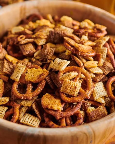 The Best Oven-Baked Chex Mix | Kitchn Habitual Hostess, Salty Chex Mix, Homemade Chex Mix Recipe, Homemade Chex Mix, Cereal Snacks, Chex Mix Recipes, Best Oven, Snack Mix Recipes, Spicy Snacks