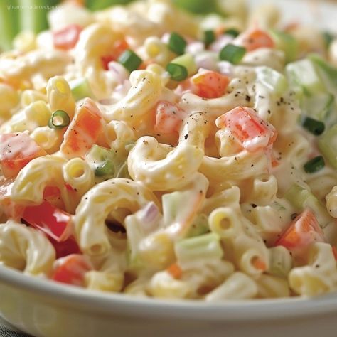 Delicious Sweet Macaroni Salad Recipe - My Home Made Recipe Sweet Macaroni Salad Recipe, Sweet Macaroni Salad, Homemade Potato Soup, Potatoes Crispy, Buttered Corn, Refreshing Snacks, Chef Gordon Ramsay, Macaroni Salad Recipe, Refreshing Salad