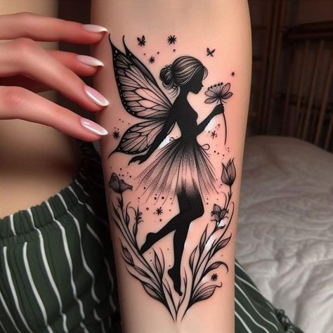 Amy Brown Fairies Tattoos, Steampunk Fairy Tattoo, Cherry Blossom Fairy Tattoo, The Best Tattoo For Women, Fairy With Books Tattoo, Beautiful Dark Tattoos, Taurus Fairy Tattoo, Realistic Fairy Tattoo, Black Female Tattoos