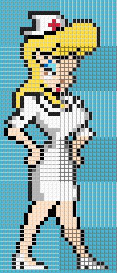 Hellooooooo Nurse! Nurse Pixel Art, Nurse Perler Beads, Medical Pixel Art, Pixel Art Pattern Danganronpa, Medicine Cross Stitch, Stitch Games, Geeky Cross Stitch, Fusion Beads, Pixel Art Templates