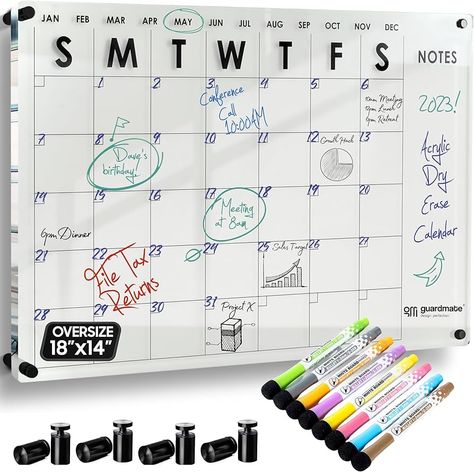 Clear Dry Erase Board, Small Office Decor, Feng Shui Money, Acrylic Calendar, Home Command Center, Large Wall Calendar, Office Board, Dry Erase Board Calendar, Freshman Dorm