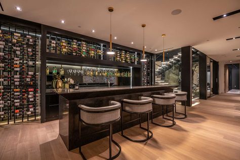 Photo 6 of 6 in Modern Marvel For Sale in LA’s Bird Streets by Luxury Homes + Lifestyle - Dwell Home Bar Designs Luxury, Kitchen And Bar Ideas, Interior Designing Ideas, Bedrooms Interior, Cellar Ideas, Blue Jay Way, Bedroom Interior Design Ideas, Design Gift Ideas, Home Wine Cellars