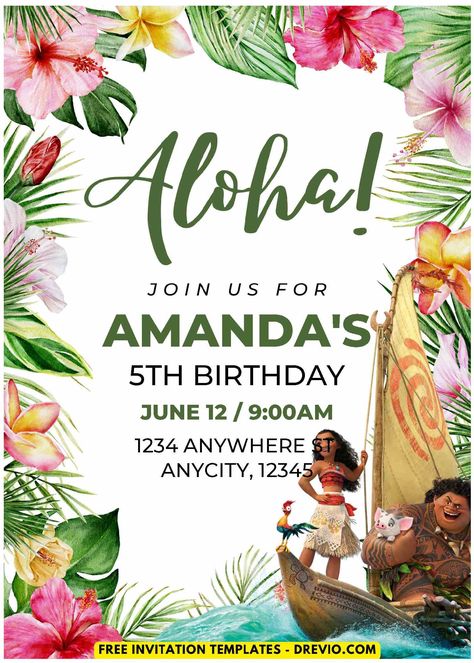 Cool (Easily Edit PDF Invitation) Moana Birthday Invitation Moana is totally trending for birthday parties, and let me tell you, it's a recipe for pure magic! Do you agree with me, moms? Now, I know what you're thinking: planning a whole party around a Disney ... Paper Palm Tree, Moana Birthday Invitation, Giraffe Birthday, Moana Birthday, Tropical Punch, Free Invitation Templates, How To Make Paper, Birthday Bash, Moana