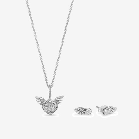 Angel Wings Gift Set | Pandora GB Pandora Angel, Angel Wing Gifts, Angel Wings Necklace, Wings Necklace, Smart Gift, Angel Wing Necklace, Studded Necklace, Wing Necklace, Jewellery Uk