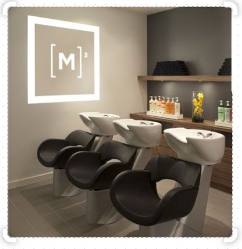 Salon Decorating Ideas Luxe, Salon Shampoo Area Ideas Small Modern, Narrow Salon Ideas, Backwash Ideas Salon, Hair Salon Design Modern, Backbar Ideas, Beauty Salon Decor Modern, Modern Beauty Salon Interior Design, Salon Shampoo Area