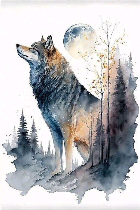 Wolf Watercolor Painting, Wolf Paintings, Night Wolf, Wolf Sketch, Watercolor Paintings Of Animals, Wolf Pictures, Wolf Tattoos, Arte Sketchbook, Grey Wolf