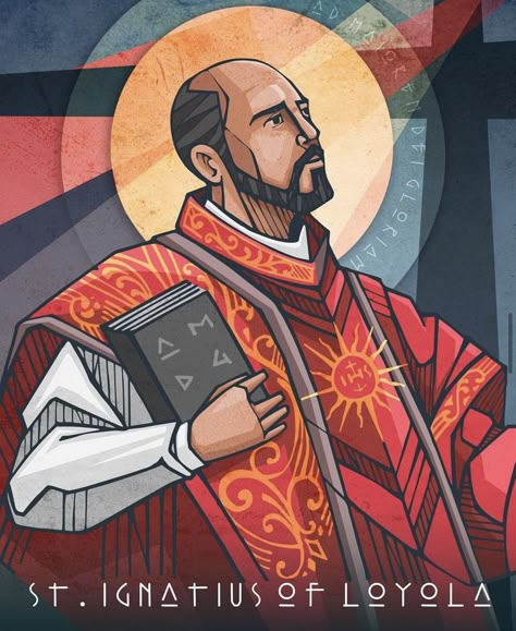 St Ignatius Of Loyola Drawing, St Ignatius Of Loyola Art, Saint Ignatius Of Loyola, Saint Ignatius, Ignatius Of Loyola, St Ignatius Of Loyola, Catholic Symbols, Church Media Design, St Ignatius