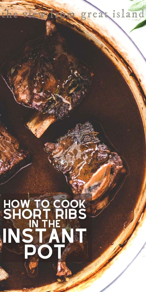 How to cook short ribs in the Instant Pot with step by step instructions. Make short ribs in a fraction of the time ~ adapt to any recipe! Short Rib Pressure Cooker Recipe, Pressure Cook Short Ribs, Short Ribs In Instapot, Instant Pot Short Ribs Beef Bone In Easy, Beef Short Ribs Instapot, Keto Short Ribs Instant Pot, Bone In Short Ribs Instant Pot, Instapot Short Ribs Recipe Easy, Ninja Foodi Short Ribs