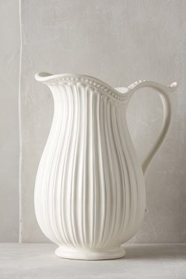 http://www.anthropologie.com/anthro/product/C33852369.jsp?color=010&cm_mmc=userselection-_-product-_-share-_-C33852369 White Pitcher, White Dinnerware, Keramik Design, White Dishes, White Pottery, Cute Kitchen, Bohemian Home, Ceramic Art, Ceramic Pottery