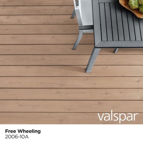 Valspar Greige Deck Stain, Light Deck Stain Colors, Valspar Cream In My Coffee, Semi Transparent Deck Stain, Valspar Greige, Solid Stain Deck Colors, Solid Stain Deck, Backyard Revamp, Semi Solid Stain