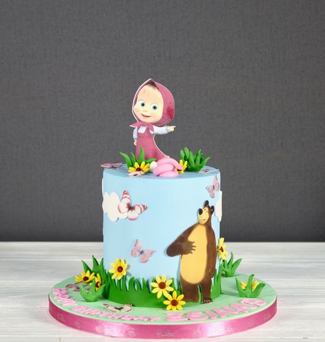 Mini Cake 1st Birthday, Marsha The Bear Cake, Masha And Bear Cake Designs, Masha N Bear Cake, Masha And Bear Theme Party, Masha And The Bear Party Ideas Cake, Masha Theme Cake, Marsha And Bear Cake, Birthday Cake Masha And The Bear