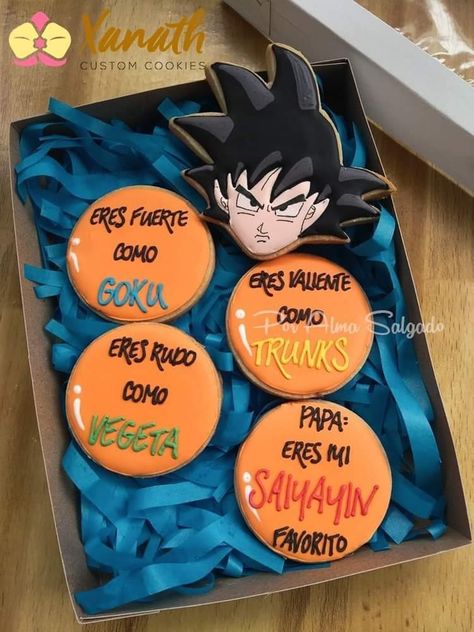 Dragon Ball Gifts, Dragon Ball Z Valentines Day Gift Ideas, Dragon Ball Z Gifts For Boyfriend, Dragon Ball Gift Ideas, Dragon Ball Z Cookies, Dragon Ball Z Valentines, Goku Birthday, Boyfriends Birthday Ideas, Dragon Birthday Parties