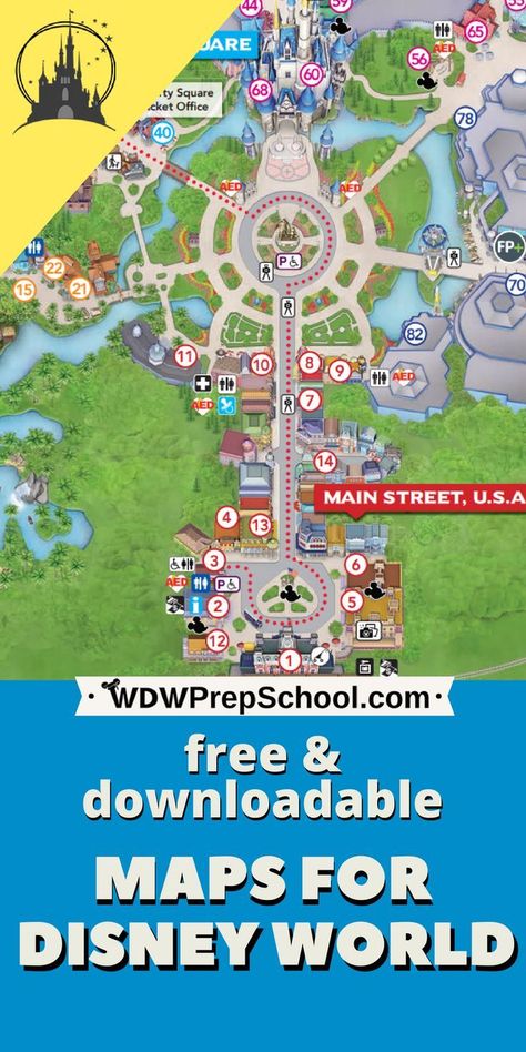 HUGE list of Disney World maps | PDFs that you can download to use for planning | #disneyworld  #disneytips  #disneyparks Disney World Maps, Disney November, Disney Park Maps, Disney Map, Magic Kingdom Map, Disney World Map, World Map Printable, Wdw Prep School, Disney World Vacation Planning